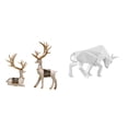 thumbnail image 1 of Conjunto De Figuras De Reno Y Toro, Modernas Estatuas De Resina De Ciervo Y Toro Para Decoración Del Hogar Y La Oficina, Colección única De Esculturas De Animales., 1 of 8