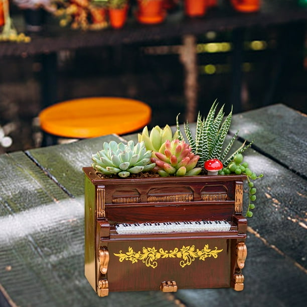 Resin Vintage Piano Planter Pot for Indoor Plants – 5.11 in x 3.93