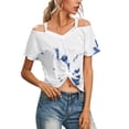 thumbnail image 4 of Womens Tie Dye Shirt Tops Short Sleeve Casual Off Shoulder Summer Tee, 4 of 5