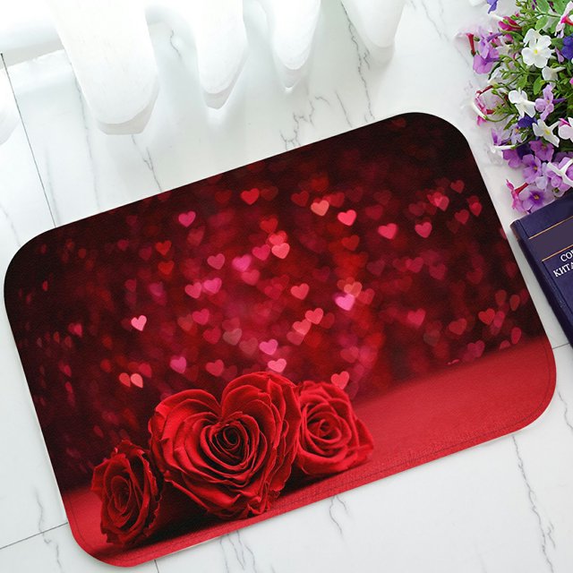 Ramo de rosas Corazones ABPHQTO Felpudo de San Valentín Alfombra de entrada 40x60 cm