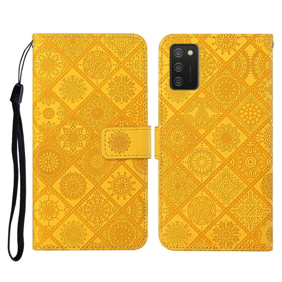 For Samsung Galaxy A02s EU Version Ethnic Style Embossed Pattern Horizontal Flip Leather Case with