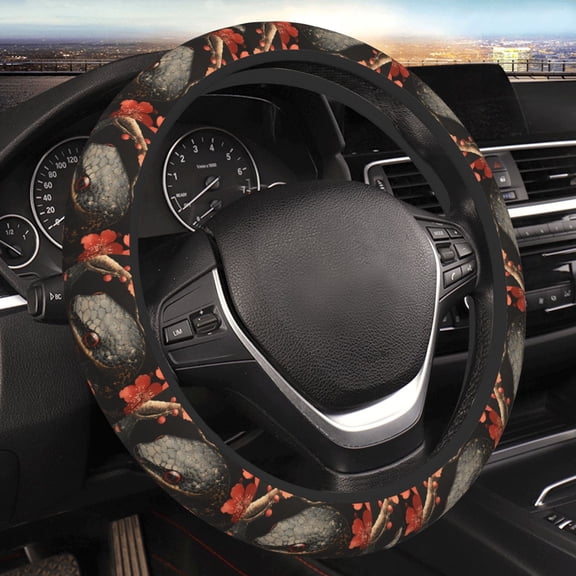 Steering Wheel Cover Anti-Slip Elastic Car Protective Universal 15 Inch Fit for Vehicles Auto SUVs , Snake Painting Vintage