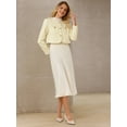 thumbnail image 3 of DARING DIVA Women's Tweed Short Jacket Crewneck Cropped Blazer L Beige, 3 of 7
