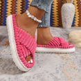 thumbnail image 4 of Mepaouo Platform Slippers for Women Corduroy Crossbands Open Toe Slides Indoor Outdoor House Bedroom Shoes, 4 of 9
