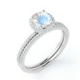 thumbnail image 4 of JeenMata 1.75 carat Round Faceted Rainbow Moonstone and Moissanite Infinity Bridal Ring Set in 18k White Gold over Silver, 4 of 6
