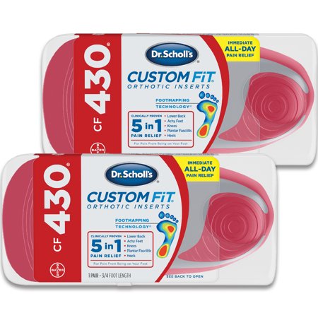 (2 pack) Dr. Scholl's Custom Fit CF430 Orthotic Shoe Inserts for Foot, Knee and Lower Back Relief, 2 Pairs