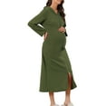 thumbnail image 4 of INSPIRE CHIC Women's Zip Up Nightgowns Long House Robe Long Sleeve Hooded Sweatshirt Loungewear with Pockets M Army Green, 4 of 6