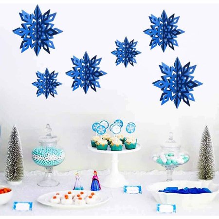 Winter Wonderland Snowflakes Party Decorations 3D Card Hanging Paper ...