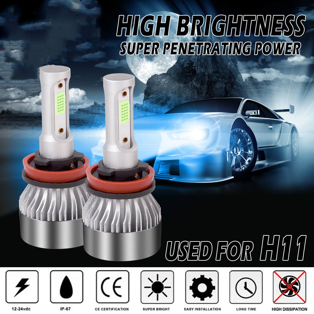 LED Kit C 80W 9004 HB1 8000K Icy Blue Headlight Two Bulbs  High Low Beam Upgrade 