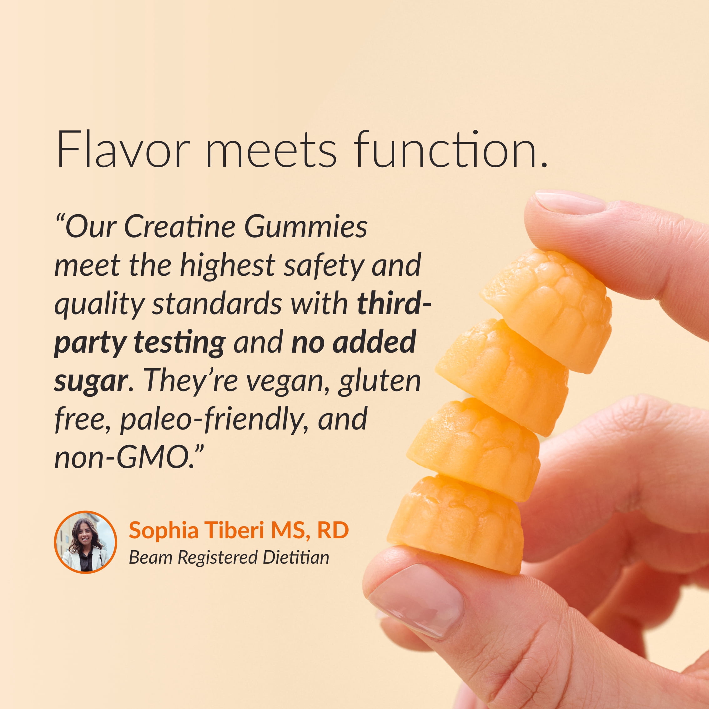 Beam Creatine Gummies – Creatine Monohydrate Gummies with 5g Creatine, Sugar Free, Muscle Strength & Workout Recovery Support