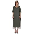 thumbnail image 1 of Bimba Straight Long Kurti For Women Printed Full Sleeves Tunic Top Casual Summer Formal Kurta, 1 of 7
