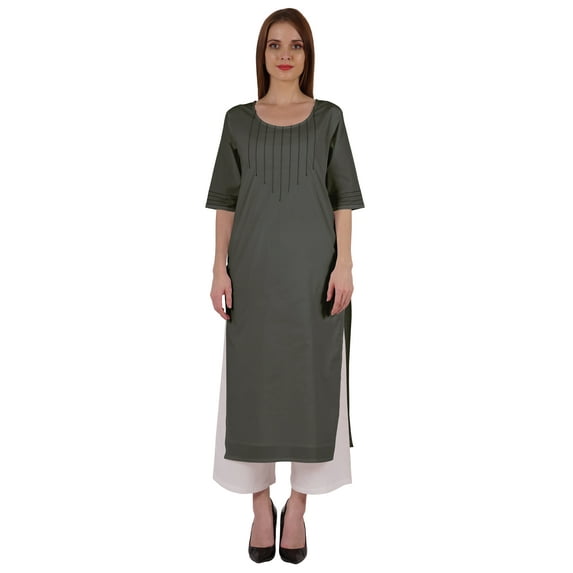 Bimba Straight Long Kurti For Women Printed Full Sleeves Tunic Top Casual Summer Formal Kurta