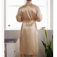 thumbnail image 3 of Nnhblu Khaki Men’s Satin Robe Lightweight, Men's Lace-up Bathrobes Male Casual Loungewear, 3 of 5