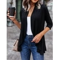thumbnail image 3 of Zeagoo Women's Open Front 3/4 Sleeve Draped Ruffles Knit Cardigan, 3 of 6