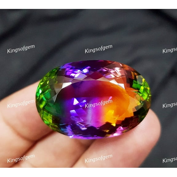 70 Ct Crystal Quartz Gemstone Oval Doublet Multi Color Stone Lab Grown Loose Gemstone