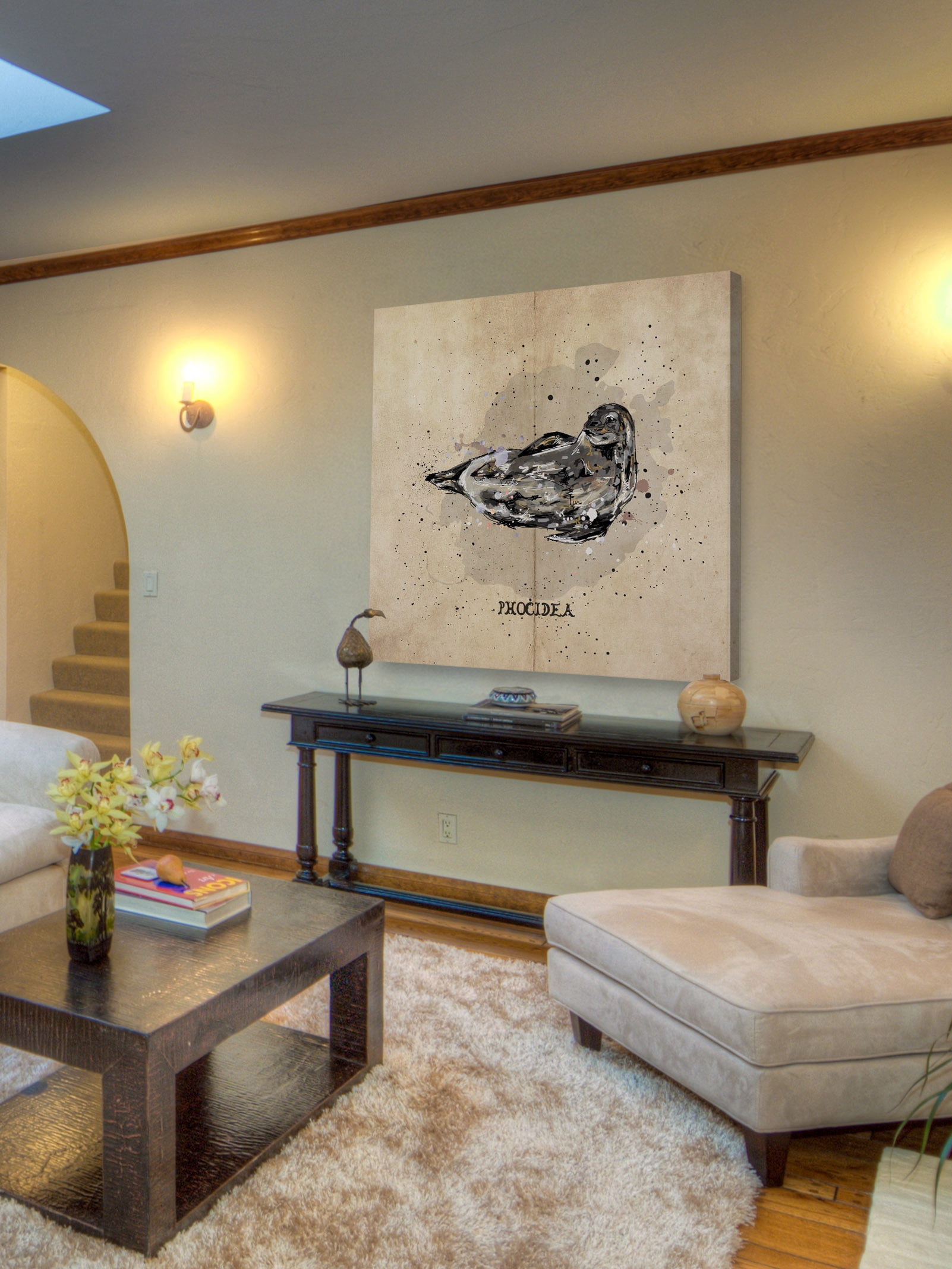"Phoque" Painting Print on Wrapped Canvas