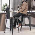 thumbnail image 4 of MoNiBloom Modern Metal Dining Chairs Set of 4, Stackable Metal Chairs with Wooden Seat, Black, 4 of 10