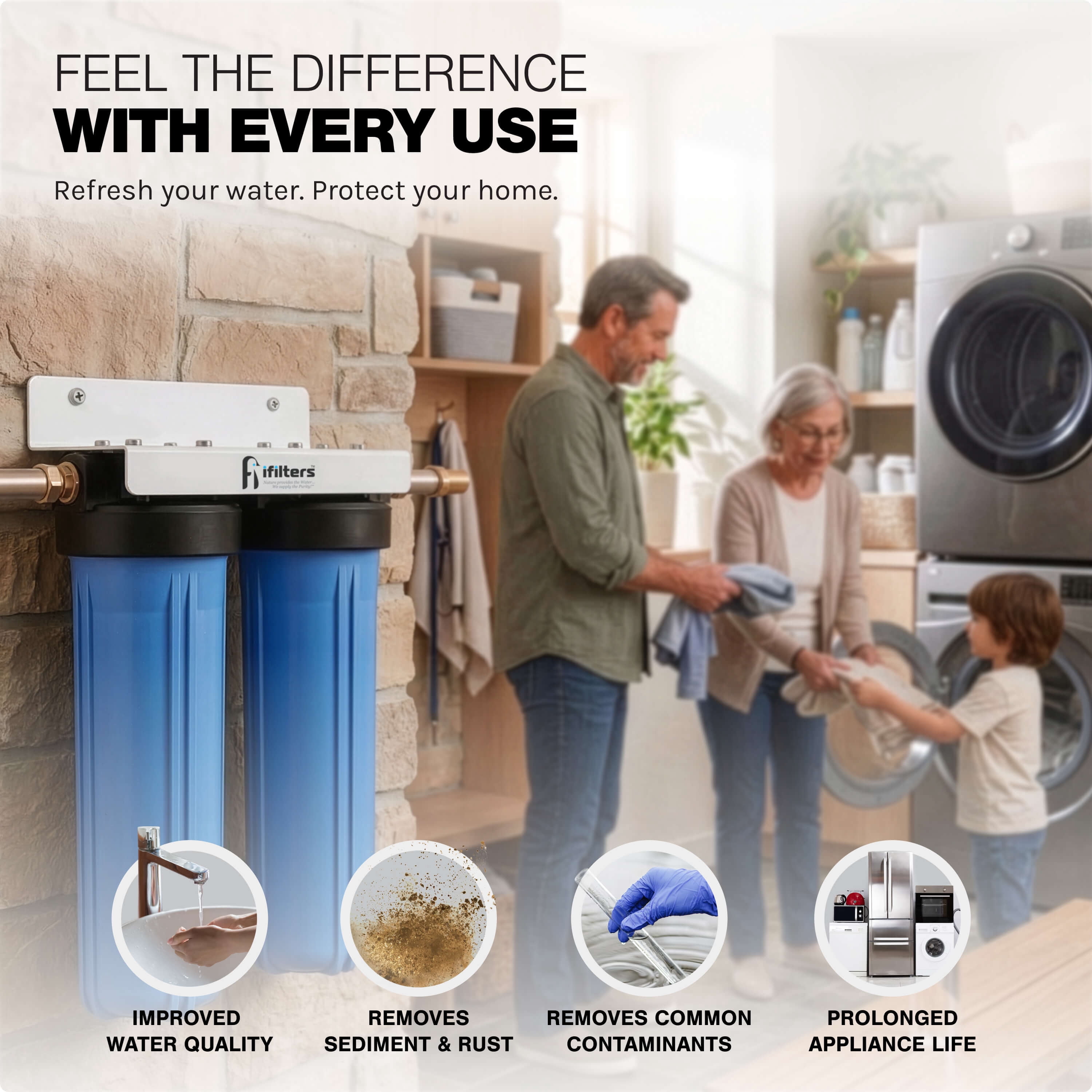 Whole House Filtration System 20" Dual Stage Commercial Grade Sediment Chlorine Taste Odor VOCs 1" Port