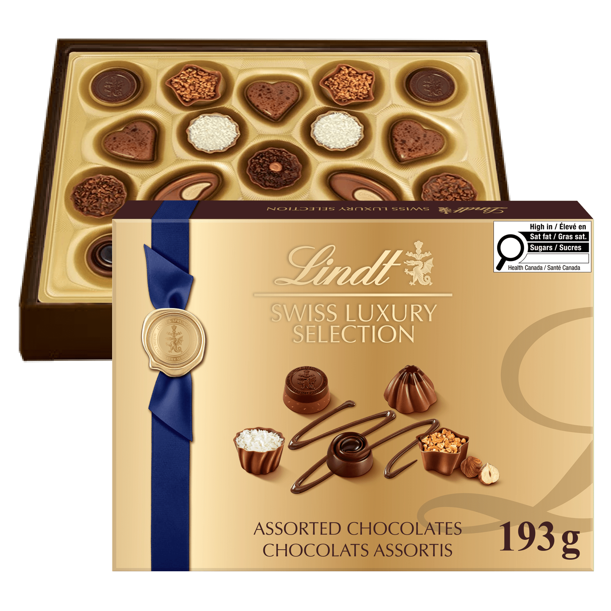 Lindt SWISS LUXURY SELECTION Assorted Chocolate Pralines Gift Box, 193 Grams