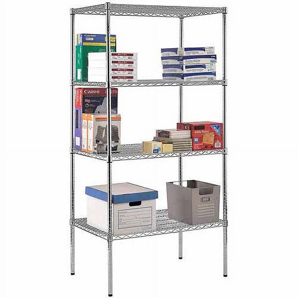 Muscle Rack 4 Shelf Heavy Duty Wire Shelving Unit, Chrome