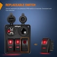thumbnail image 4 of Nilight 6 Pack Rocker Switches with Night Glow Stickers 5 PIN SPST Rocker Switches with Red Backlit 12V/24V Toggle Switches for Cars Trucks RVs Boats Auto Motorcycles, 4 of 7