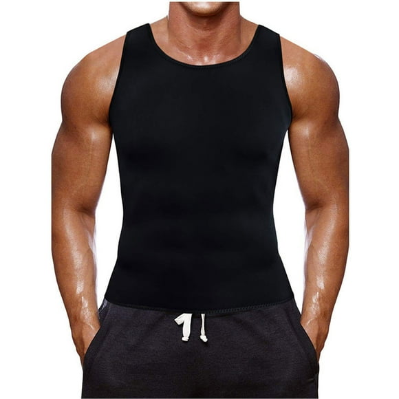 Fesfesfes 2PC Shapewear Men's Solid Color Bodybuilding Sports Sweat Absorption Silver Coating Vest Corset Tops Clothes Sale