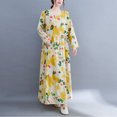 thumbnail image 2 of Vestido suelto de mujer Vintage estampado manga larga cuello redondo cintura alta Casual vestid Abanopi  Vestido, 2 of 7