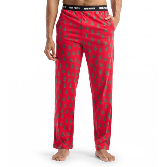 Little Blue House by Hatley Men's MAN PANTS Pajama Pants, Trees On Red, Medium