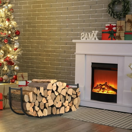 

Curved Firewood Rack Heavy Duty Wood Rack Log Holder Indoor/Outdoor for Fireplace Wood Storage (30-Inch)