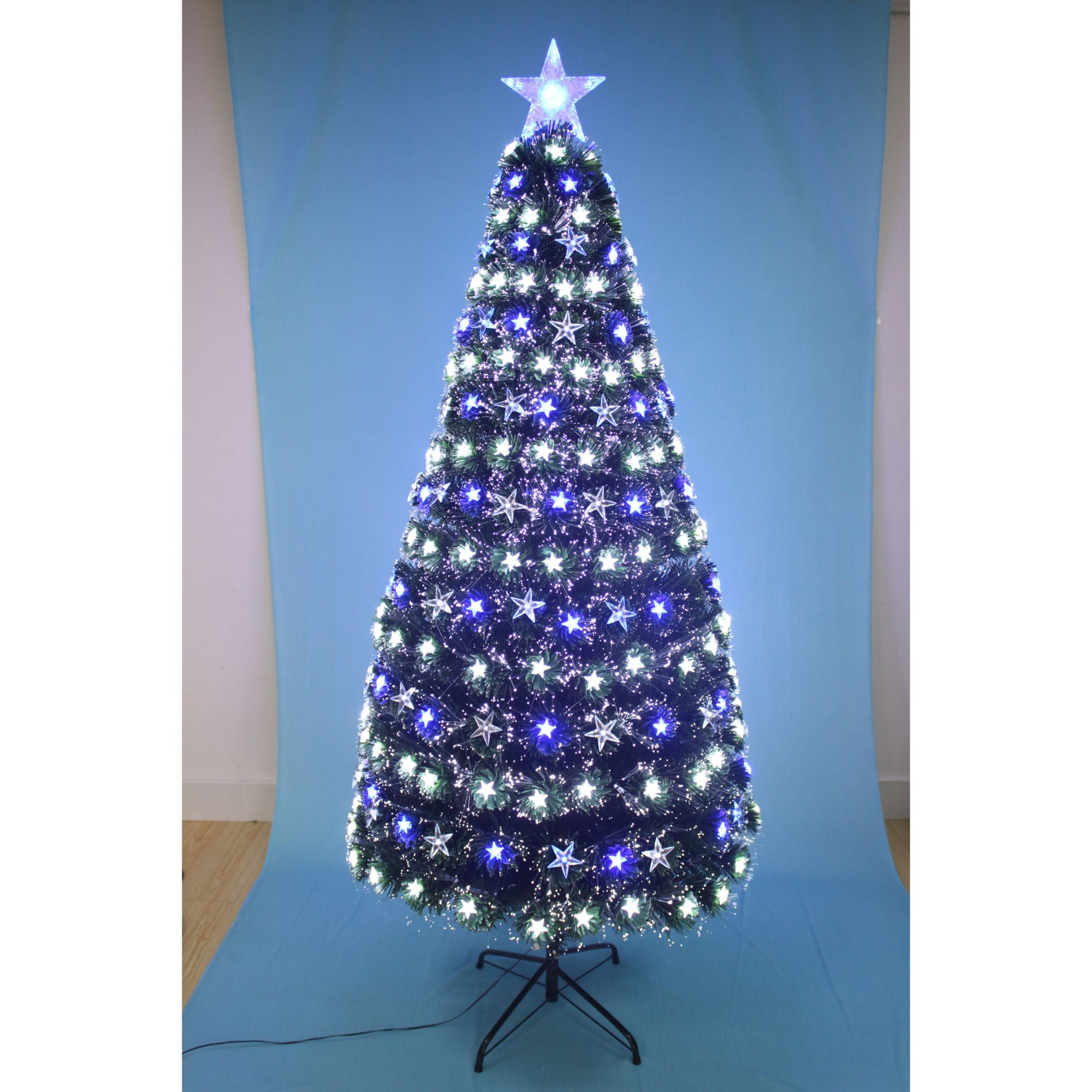 6' PreLit Slim Fiber Optic Artificial Christmas Tree Blue and White