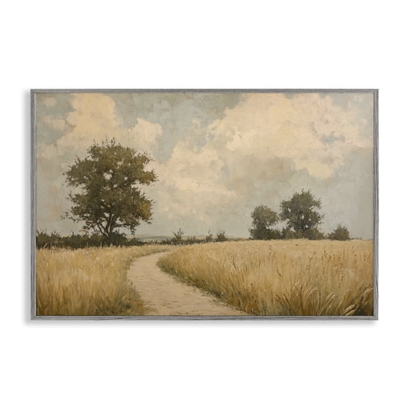 Stupell Industries Traditional Soft Field of Wheat Gray Framed Giclee Art, 18 x 12, by Petals Prints Design
