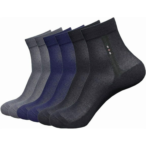CAILDANL 6 Pack Mens Ultra Thin Breathable Socks Summer Mesh Cotton Business Dress Sock