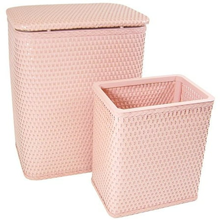 Chelsea Pattern Wicker Nursery Hamper and Matching Wastebasket Set, Tea Rose