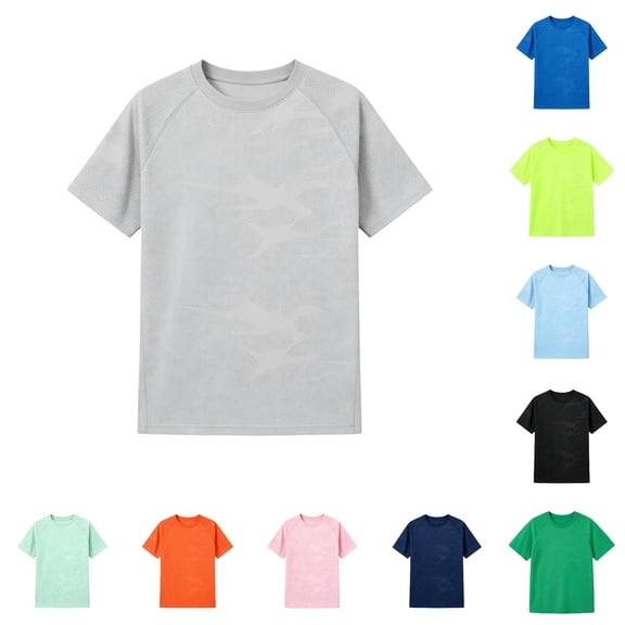 WhouRiu Boys Solid Color Athletic Tees Kids Casual Summer Short Sleeve Crew Neck Tshirt Comfortable Lightweight Breathable T Shirts,15-16 Years