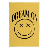 Stupell Industries Dream On Yellow Smiley Abstract Painting Unframed Art Print Wall Art, 13 x 19