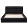 thumbnail image 6 of Noble House Queen Upholstered Platform Bed, Modern Velvet Headboard with Wood Slats Support, Bedroom Bed Frame, Black, 6 of 8