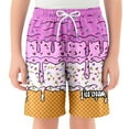 thumbnail image 2 of BloomJoy Little Kid 2-14T Ice Cream Shorts Boy Girl Summer Beach Preppy with Pockets Elastic Waist Ice Cream Baseball Shorts 7-8 Years Purple Summer Shorts, 2 of 4