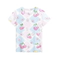 thumbnail image 3 of Abcomgle Girls Tshirts 6-7 Years Old Summer Short Sleeve Tshirt Plaid Floral Print Toddler Girls T-Shirts Cute Crewneck Cotton Tee Tops Girls,Light Blue,7-8Years, 3 of 5