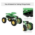 thumbnail image 2 of IRONMAX Garden Cart with Seat, Heavy Duty Gardening Work Stools w/Height Adjustable Seat & 10’’ Large Wheels, Rolling Garden Scooter for Outdoor Lawn Yard Planting Green, 2 of 7