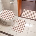 thumbnail image 4 of Brown Checkered Bath Mat 3 Piece Bathroom Rug Set, Farmhouse Buffalo Plaid Non Slip Bath Rug Contour Mat and Toilet Lid Cover, Absorbent Shower Mats Soft Bath Rugs and Mats Sets, 4 of 8