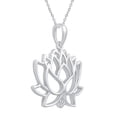 thumbnail image 7 of Open Lotus Flower Charm Necklace Pendant in 925 Sterling Silver Jewelry, 7 of 7