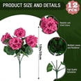thumbnail image 3 of Artificial Geranium Flowers for Outdoor Spring Summer Decoration, 13 Inch Fake Geranium Faux Plants UV Resistant for Front Door Planter, Outside Home Garden Balcony Yard Porch Decor, Hot Pink, 3 of 8