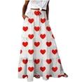 thumbnail image 2 of Jsaierl Women's Heart Print Tiered Maxi Skirt, Drawstring Waist Casual Flowy Skirt, Cute Valentine-Inspired Skirt for Everyday, 2 of 7