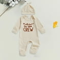 thumbnail image 2 of HCNTES Outfit Boy Long Sleeve Letter Romper Ribbed Knit Jumpsuit Baby Boy Preemie Outfit(Y48-Beige,3-6 Months), 2 of 4