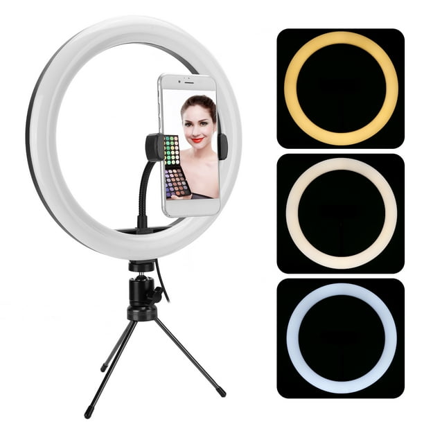 Anillo De Luz LED De Luz De Relleno De Escritorio USB De 10 Pulgadas Con Soporte Triangular Para Transmisión En