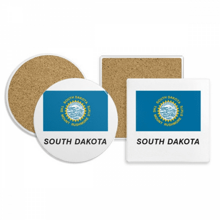 

South Dakota Flag Profile Coaster Cup Mug Holder Absorbent Stone Cork Base Set
