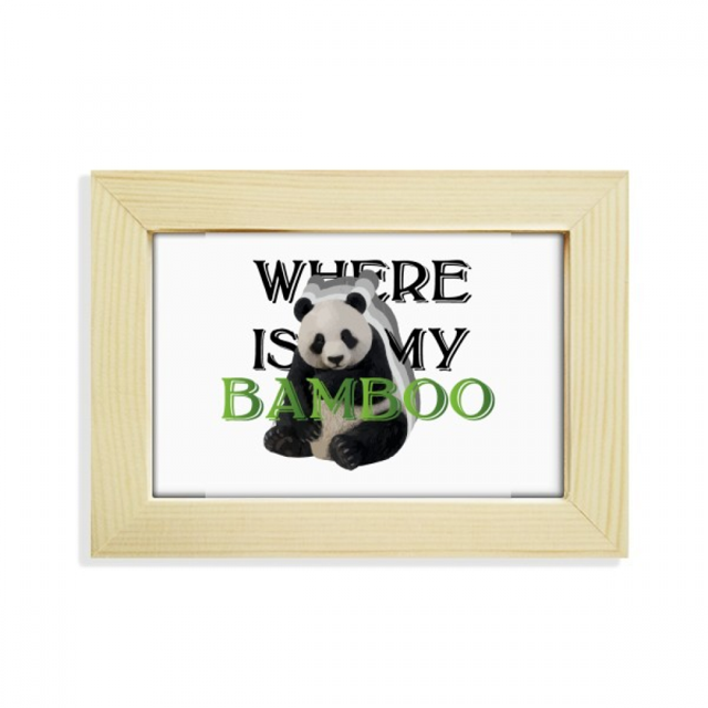 Panda bambúanimal Food Escritorio de madera Arte Pintura 5x7 pulgadas marco de foto foto