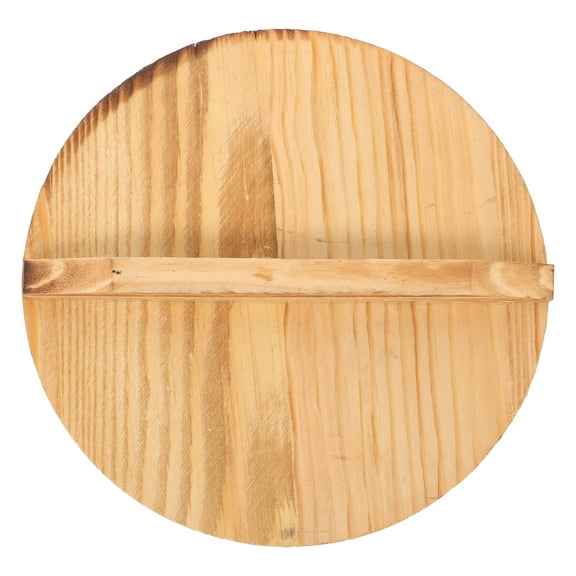 HOMEMAXS 1Set Wooden Pot Lid Light Brown Round Shape for Cooking and Food Preparation 14x14x0.8in