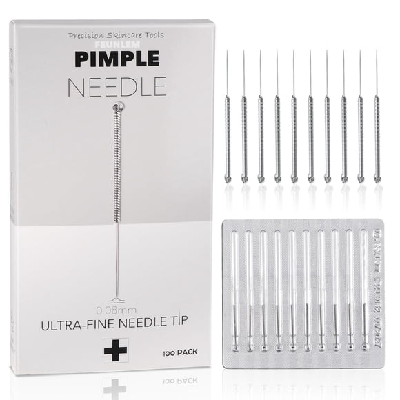 Kit para quitar espinillas FEUNLEM Professional, 100 unidades, agujas plateadas