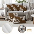 thumbnail image 6 of Coral Brown Outdoor Waterproof Pillow Covers, White Coastal Ocean Marine Nautical Beach Decorative Square Throw Pillowcase Sofa Cushion Sham for Patio/Couch/Chair, 16"x16" 2 Pack, 6 of 8